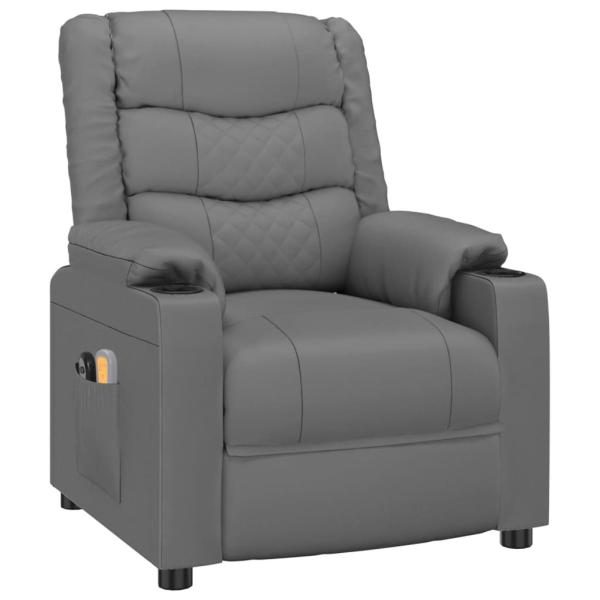 Massagesessel Elektrisch Grau Kunstleder