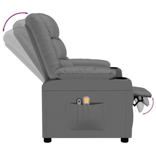 Massagesessel Elektrisch Grau Kunstleder