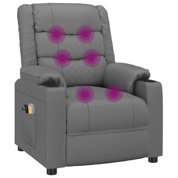 Massagesessel Elektrisch Grau Kunstleder