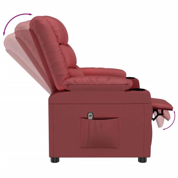 Relaxsessel Elektrisch Weinrot Kunstleder