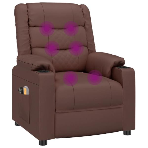 Massagesessel Elektrisch Braun Kunstleder