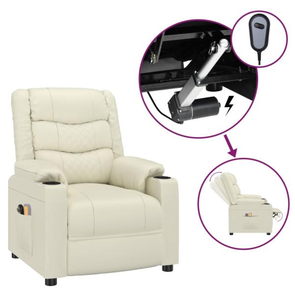 Massagesessel Elektrisch Creme Kunstleder