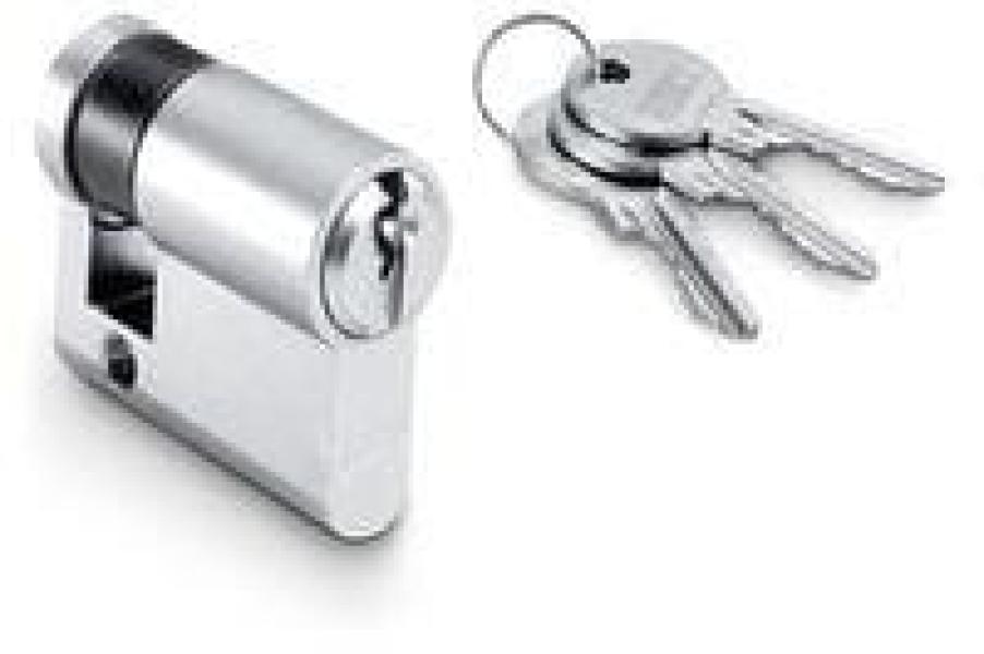ARDEBO.de GEZE Profilhalbzylinder 40 mm mit Profilhalbzylinder und drei Schlüsseln, silber (90176)