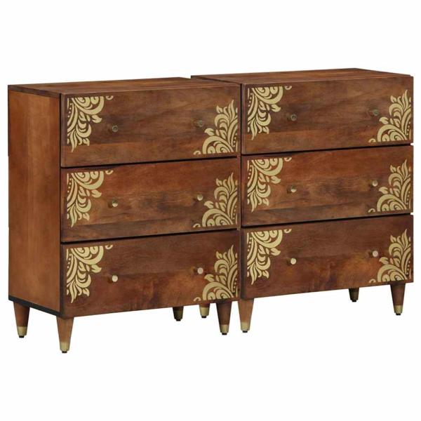 ARDEBO.de - Sideboards 2 Stück Honigbraun 60x33.5x75 cm Massivholz Mango, Sideboard 60x33x75 cm Massivholz Mango