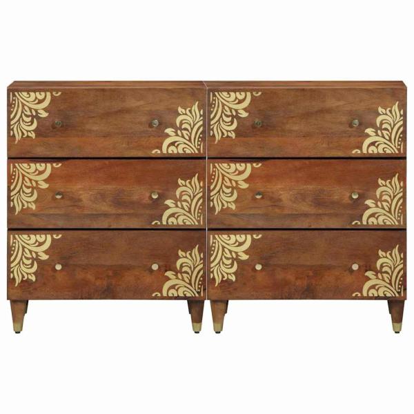 Sideboards 2 Stück Honigbraun 60x33.5x75 cm Massivholz Mango, Sideboard 60x33x75 cm Massivholz Mango