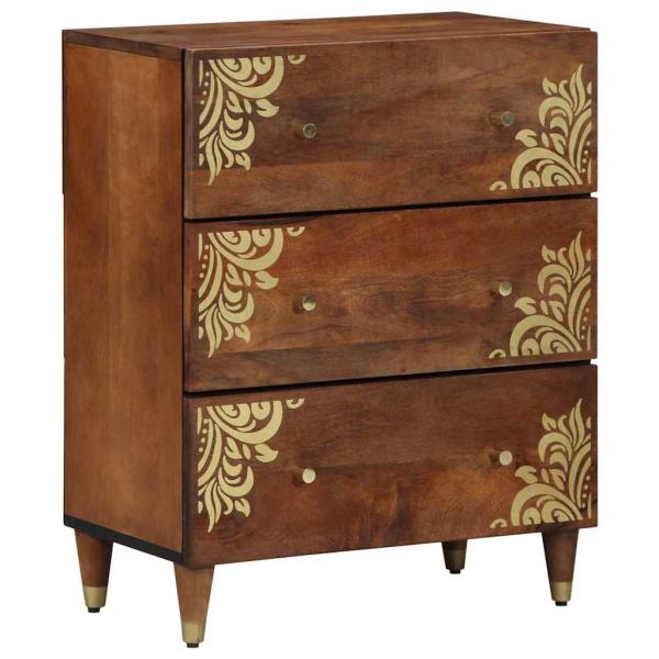3-teiliges Badezimmermöbel Set aus massivem, grobem Mangoholz, Sideboard 60x33x75 cm aus massivem Mangoholz