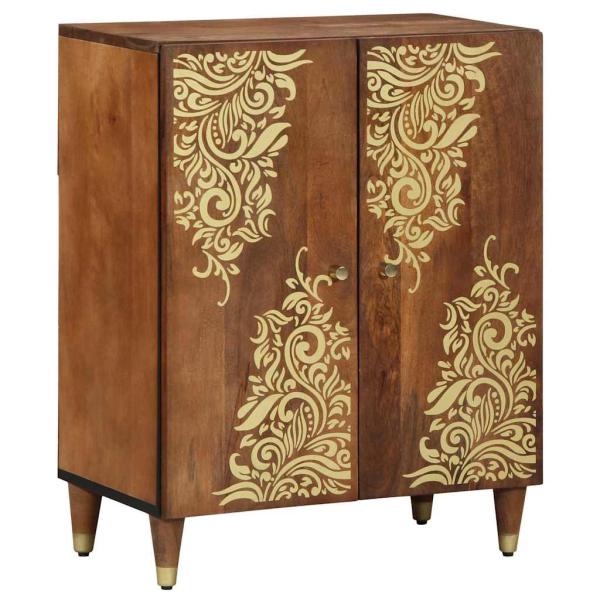 3-teiliges Badezimmermöbel Set aus massivem, grobem Mangoholz, Sideboard 60x33x75 cm aus massivem Mangoholz