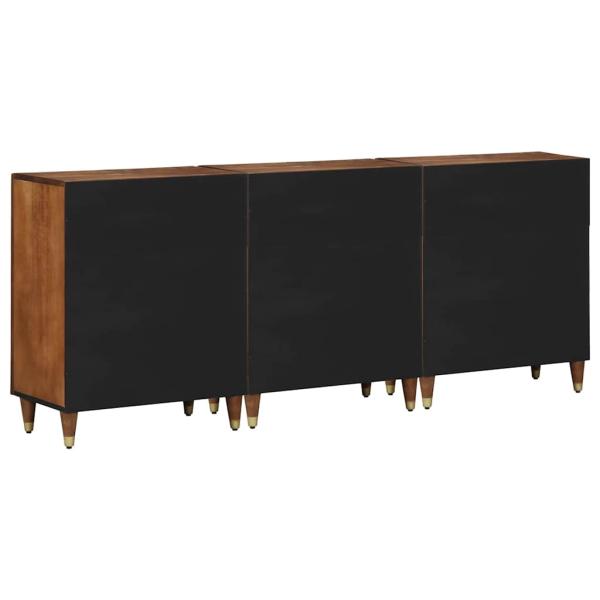 3-teiliges Badezimmermöbel Set aus massivem, grobem Mangoholz, Sideboard 60x33x75 cm aus massivem Mangoholz
