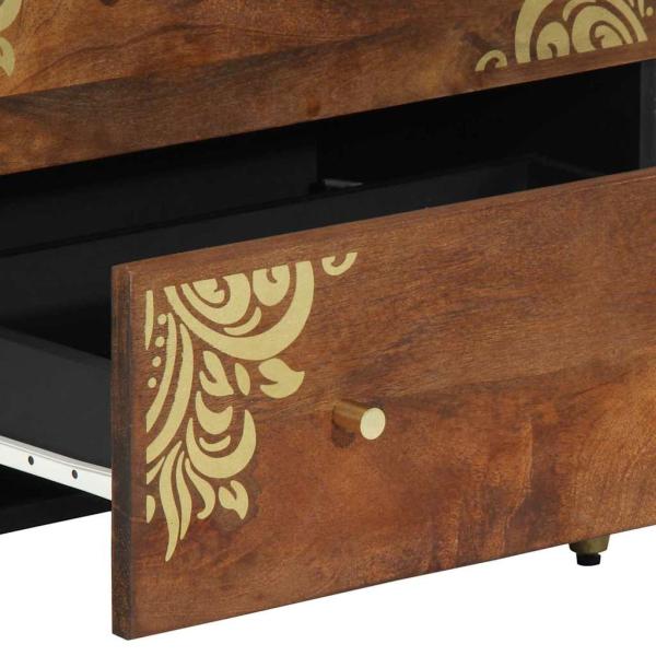 3-teiliges Badezimmermöbel Set aus massivem, grobem Mangoholz, Sideboard 60x33x75 cm aus massivem Mangoholz