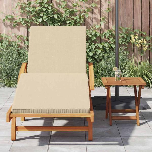 Sonnenliege mit Kissen und Tisch Beige Massivholz Akazie, Faltbare Sonnenliege mit Rädern & Kissen Beige Massivholz Akazie