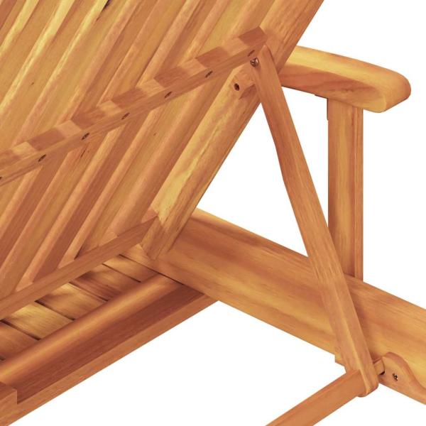 Sonnenliege mit Kissen und Tisch Beige Massivholz Akazie, Faltbare Sonnenliege mit Rädern & Kissen Beige Massivholz Akazie