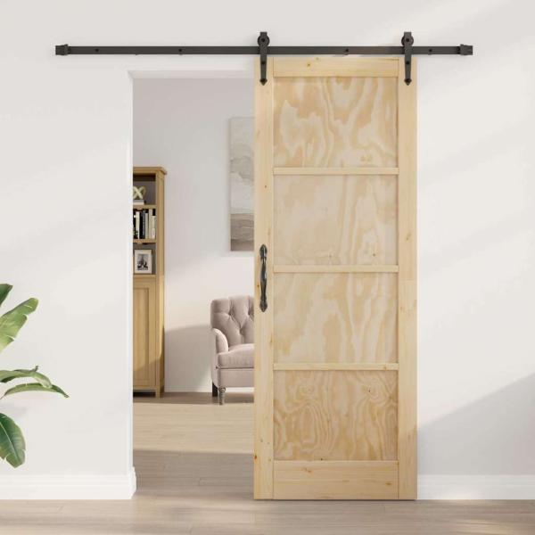 Schiebetür mit Beschlägen Set 78x211 cm Kiefernholz, Innentür 'ORKDAL'78x211x4 cm Kiefernholz
