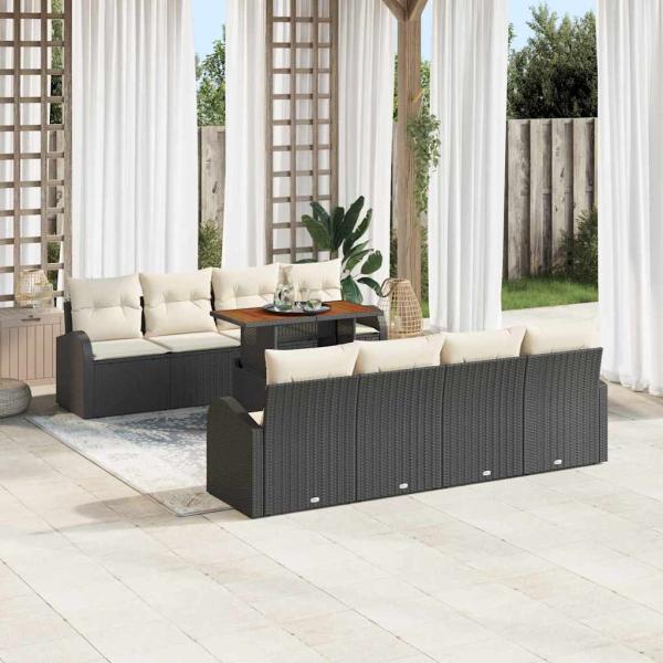 ARDEBO.de - Garten-Sofa-Set 9 stk. Schwarz Poly Rattan