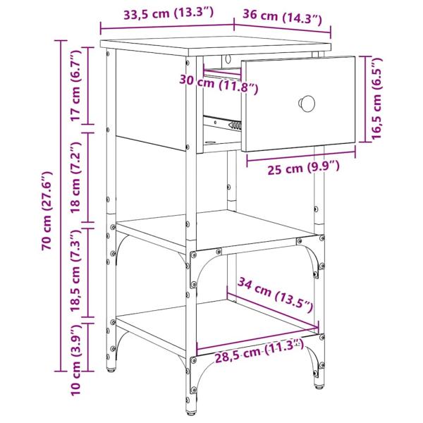 Nachttisch Alter Holz 34x36x70 cm Holzwerkstoff