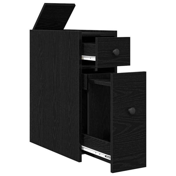 Schmaler Badezimmerschrank mit Rollen Schwarzes Eichen-Laminat