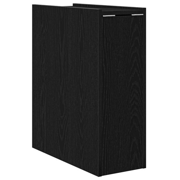Schmaler Badezimmerschrank mit Rollen Schwarzes Eichen-Laminat