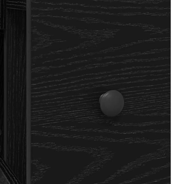 Schmaler Badezimmerschrank mit Rollen Schwarzes Eichen-Laminat