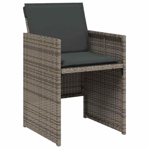 5-teilige Garten Essgruppe mit Kissen in Grau aus Polyrattan, Gartentisch Schwarz 160x80x73 cm mit gehärtetem Glas