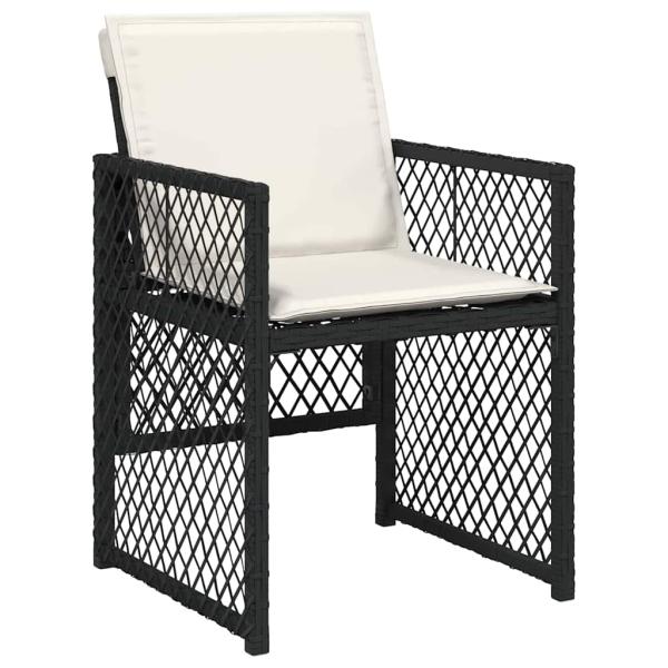 5 teiliges Garten Essset mit Kissen Schwarz Poly Rattan, Gartentisch Schwarz 160x80x73 cm Sicherheitsglas