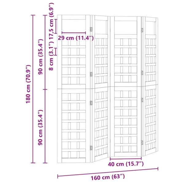 Sichtschutz Außenbereich 4 Panels behandeltes Holz Kiefer, Sichtschutz 120x180 cm behandeltes Holz Kiefer
