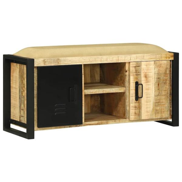 ARDEBO.de - Bankschrank 100x35x50 cm Massivholz Grobes Mangoholz