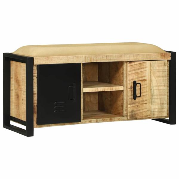 Bankschrank 100x35x50 cm Massivholz Grobes Mangoholz