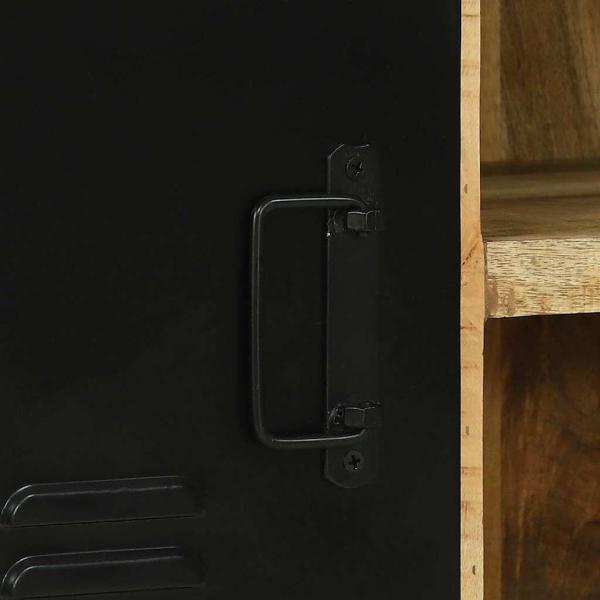 Bankschrank 100x35x50 cm Massivholz Grobes Mangoholz