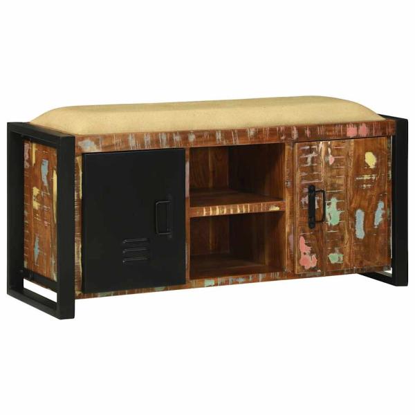 Bankschrank Mehrfarbig 100x35x50 cm Massivholz Wiederverwertet
