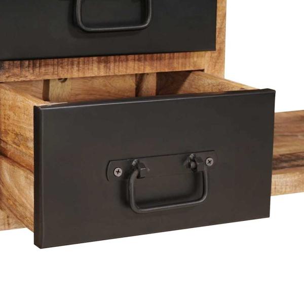 Stauraumbank mit Canvas 80x35x40 cm Massivholz Mango