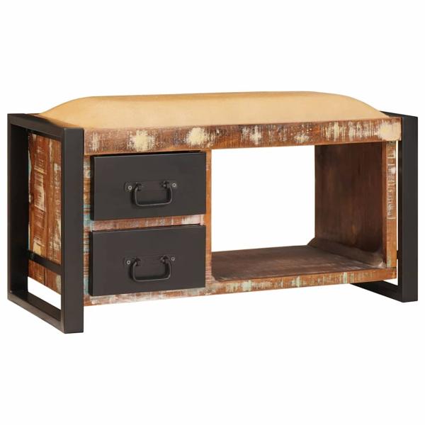 ARDEBO.de - Aufbewahrungsbank Bunt 80x35x40 cm Massivholz Recyceltes Holz