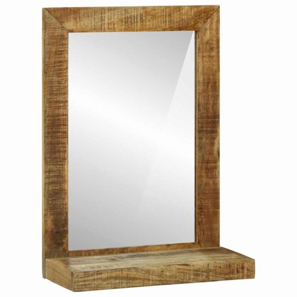 Badspiegel 50x22x70 cm Massiv raues Mangoholz