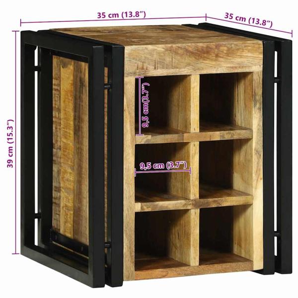 Weinregal 34,5 x 35 x 39 cm aus massivem rohen Mango