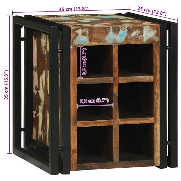 Weinregal 34,5x35x39 cm Massivholz Altholz