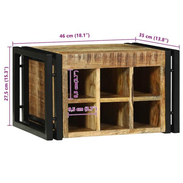 Weinregal 46x35x27.5 cm Massivholz Raues Mango