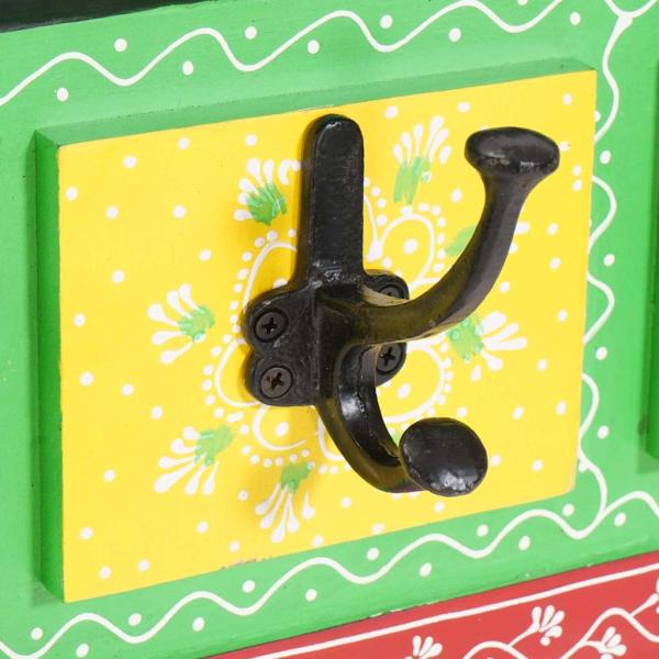 Wandgarderobe mit 4 Haken 80x25x2 cm aus massivem Mangoholz & Spanplatte