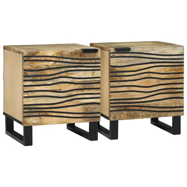 ARDEBO.de - Nachttische 2 Stück 40x33.5x46 cm Massivholz Mango