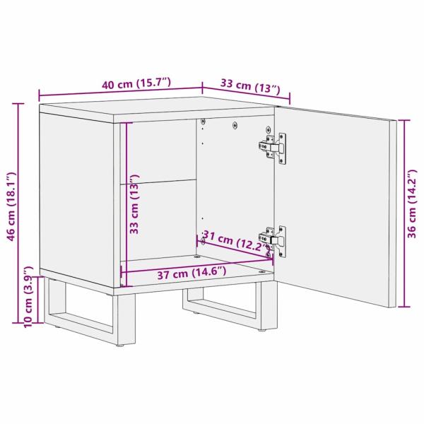 Nachttische 2 Stück 40x33.5x46 cm Massivholz Mango