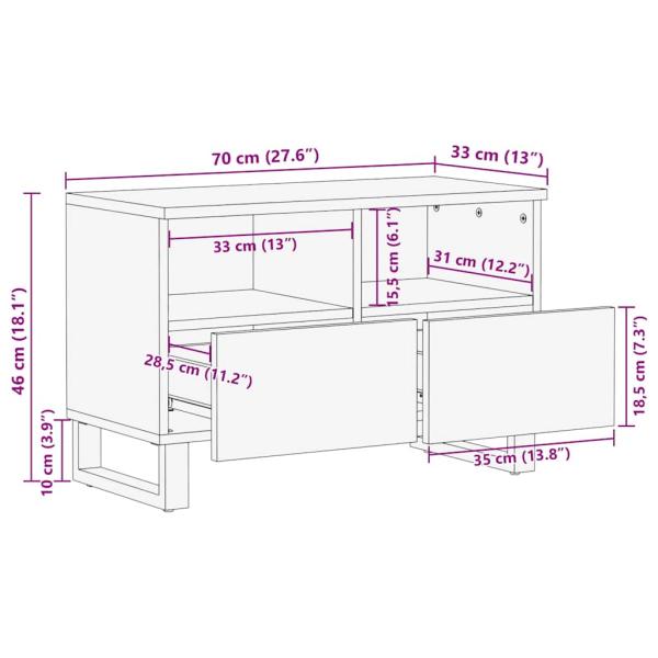 TV Schrank 70x33.5x46 cm Massivholz Mango