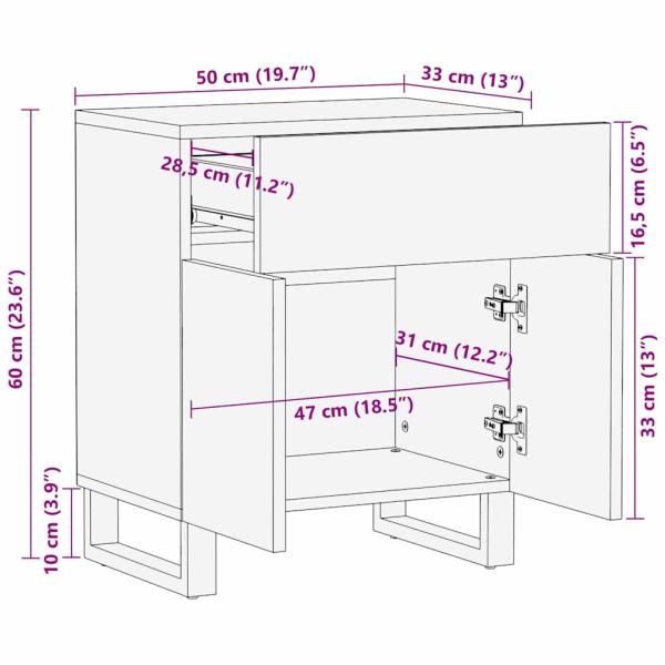 Nachttisch 50x33x60 cm Massivholz Mango