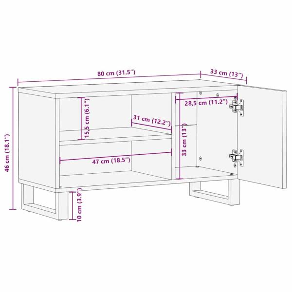 TV-Schrank 80x31.5x46 cm Massivholz Mango und Holzwerkstoff