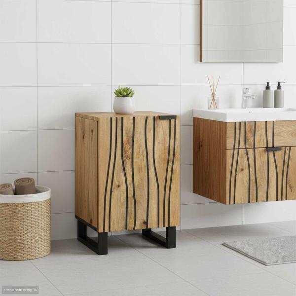 ARDEBO.de - Badezimmer Schrank 38x33.5x58 cm aus Massivholz Mango & Engineering Holz