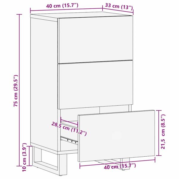 Sideboard 40x33.5x75 cm Massivholz Mango und Spanplatte