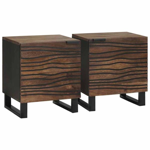 ARDEBO.de - Nachttische 2 Stück 40x33,5x46 cm Massivholz Mango