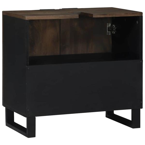 Waschbeckenunterschrank Walnuss Massivholz, Metall Mittel Schlank