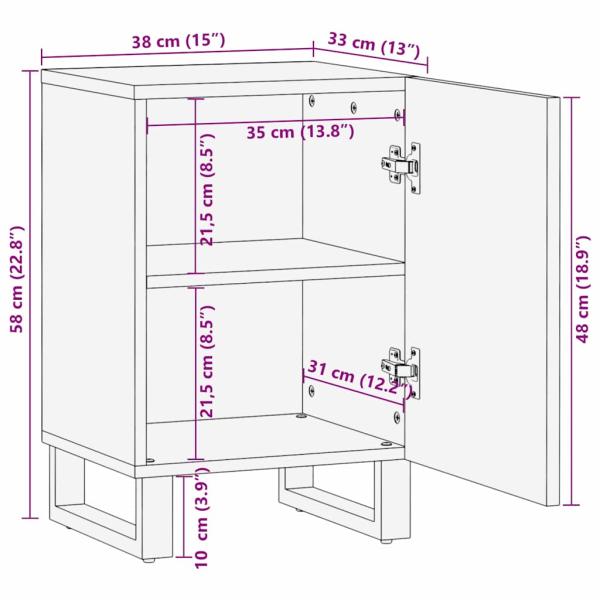 Badezimmerschrank 38x33.5x58 cm Massivholz Mango