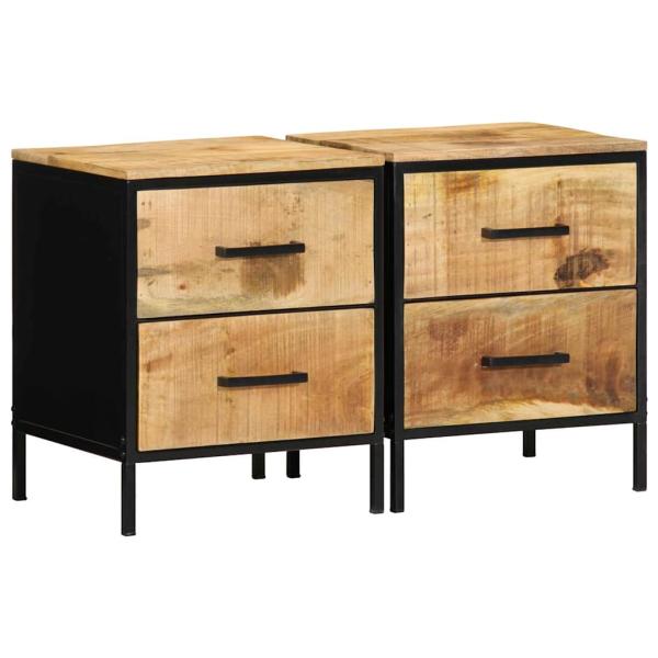 ARDEBO.de - Nachttische 2 Stück 40x35x50 cm Massivholz Rohmango