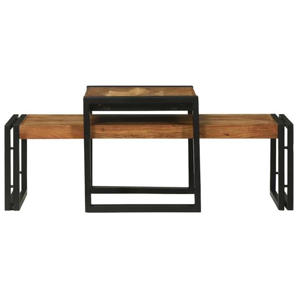 2-teiliges Couchtisch-Set aus massivem Akazienholz