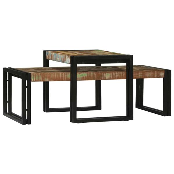 ARDEBO.de - 2-teiliges Couchtisch-Set aus Massivholz Altholz