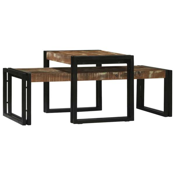 2-teiliges Couchtisch-Set aus Massivholz Altholz