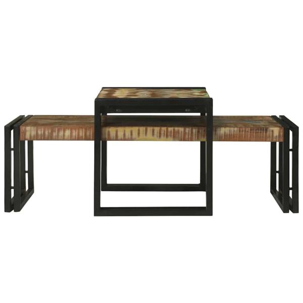 2-teiliges Couchtisch-Set aus Massivholz Altholz
